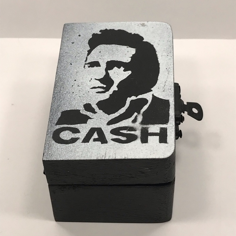 ⚡️Johnny Cash inspired distressed graffiti Rocker Box Mini 4”x2.5” for love-… - Picture 2 of 8